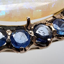 Load image into Gallery viewer, Vintage 9ct Gold Opal &amp; Sapphire Cluster Pendant close-up
