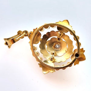 Victorian 15ct Gold Pearl & Diamond Pendant back