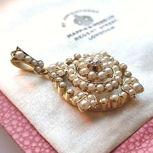 Victorian 15ct Gold Pearl & Diamond Pendant side