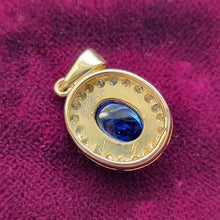 Load image into Gallery viewer, Vintage 18ct Gold Cabochon Sapphire &amp; Diamond Oval Pendant back

