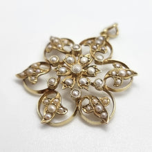 Load image into Gallery viewer, Antique 9ct Gold Seed Pearl Flower Pendant side
