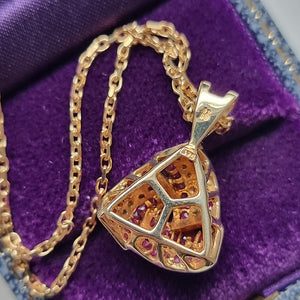 Vintage 9ct Gold Ruby and Diamond Knot Pendant back