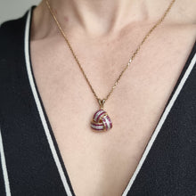 Load image into Gallery viewer, Vintage 9ct Gold Ruby and Diamond Knot Pendant modelled with chain
