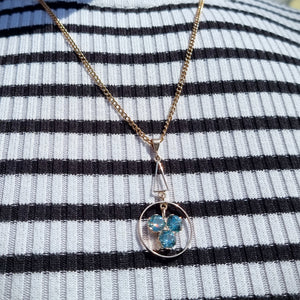 Art Deco 9ct Rose Gold Blue Zircon Pendant modelled with chain