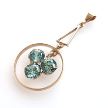Load image into Gallery viewer, Art Deco 9ct Rose Gold Blue Zircon Pendant front

