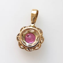 Load image into Gallery viewer, Vintage 18ct Gold Ruby &amp; Diamond Cluster Pendant, 0.60ct back
