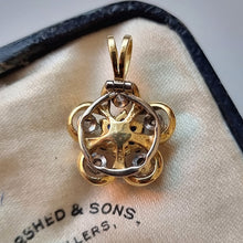 Load image into Gallery viewer, Vintage 18ct Gold Sapphire and Diamond Flower Pendant back
