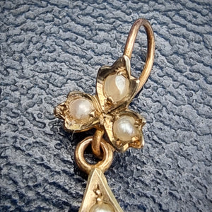 Antique 9ct Gold Garnet & Pearl Drop Pendant
