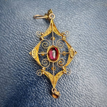 Load image into Gallery viewer, Antique 9ct Gold Garnet &amp; Pearl Drop Pendant
