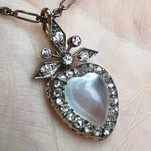 Load image into Gallery viewer, Antique 9ct Gold Moonstone &amp; Diamond Heart Pendant

