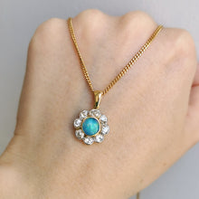 Load image into Gallery viewer, Antique 18ct Gold Opal &amp; Diamond Cluster Pendant
