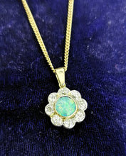 Load image into Gallery viewer, Antique 18ct Gold Opal &amp; Diamond Cluster Pendant
