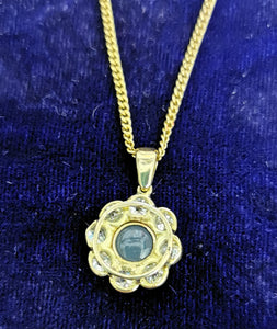 Antique 18ct Gold Opal & Diamond Cluster Pendant