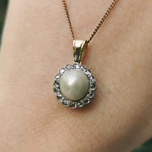 Load image into Gallery viewer, Antique 18ct Gold Pearl &amp; Rose-Cut Diamond Cluster Pendant

