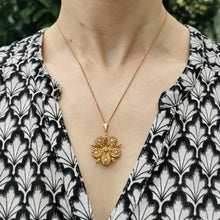 Load image into Gallery viewer, Victorian 15ct Gold Diamond &amp; Seed Pearl Flower Pendant
