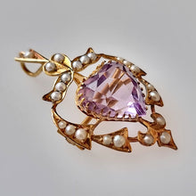 Load image into Gallery viewer, Victorian 15ct Gold Amethyst Heart Pendant/Brooch
