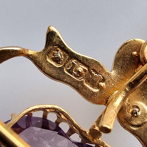 Victorian 15ct Gold Amethyst Heart Pendant/Brooch