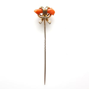 Victorian 15ct & 9ct Gold Coral Branch Tie/Stick Pin