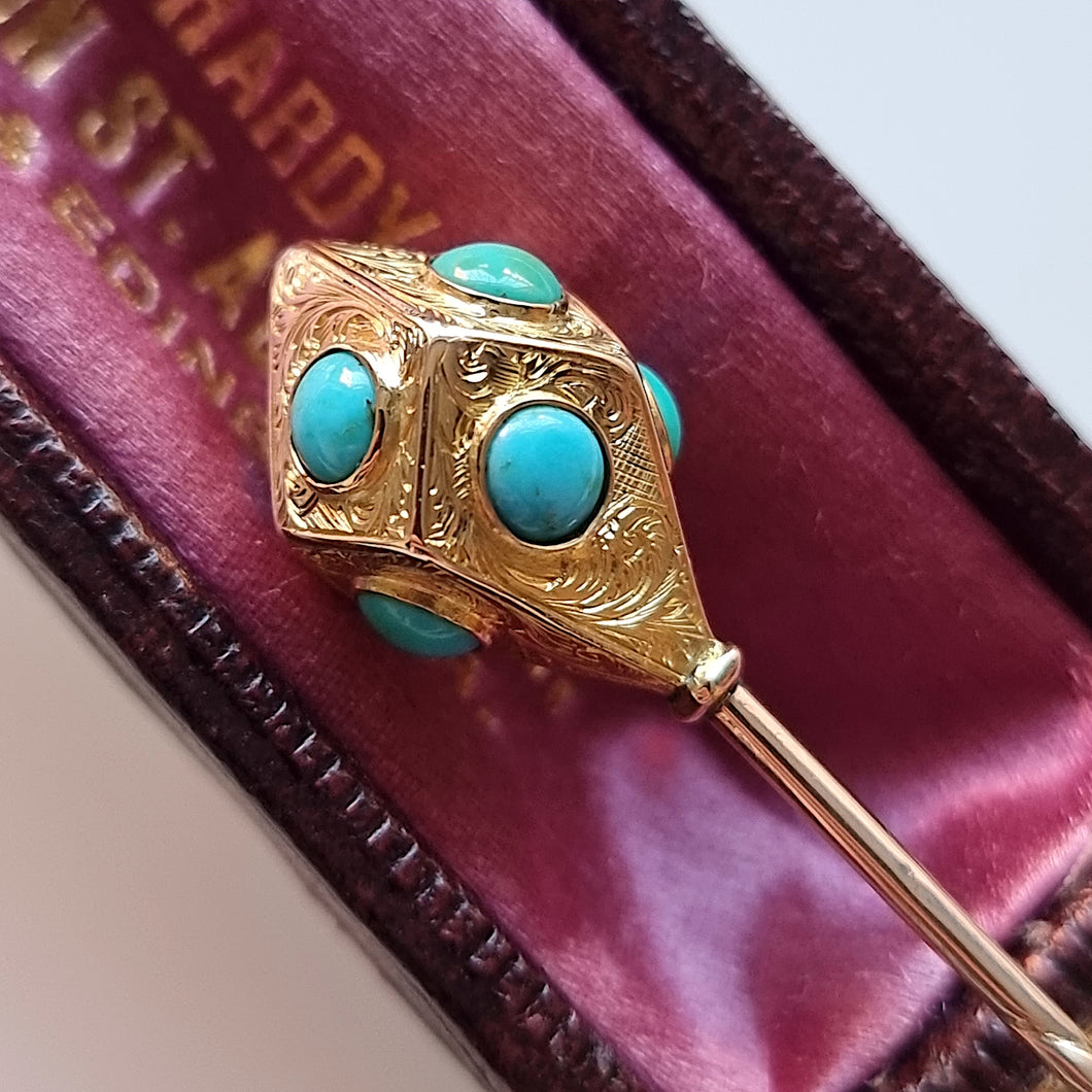 Victorian 15ct Gold Turquoise Tie/Stick Pin head