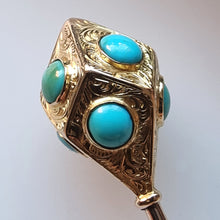 Load image into Gallery viewer, Victorian 15ct Gold Turquoise Tie/Stick Pin detail
