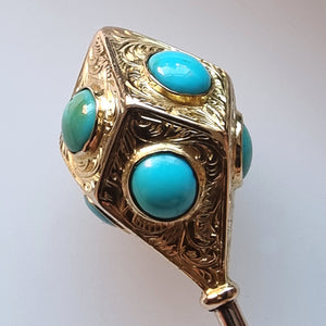 Victorian 15ct Gold Turquoise Tie/Stick Pin detail