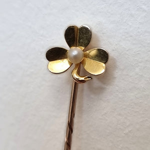 Antique 15ct Gold Clover Pearl Stick/Tie Pin head