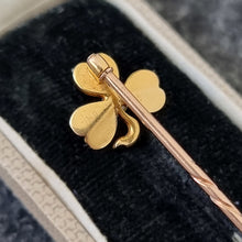 Load image into Gallery viewer, Antique 15ct Gold Clover Pearl Stick/Tie Pin in box
