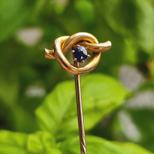 Load image into Gallery viewer, Antique 15ct/9ct Gold Sapphire Knot Tie/Stick Pin front
