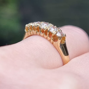 Antique 18ct Gold Old-Cut Diamond Five Stone Ring, 0.80ct on finger