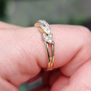 Vintage 18ct Gold Diamond Double Twist Ring