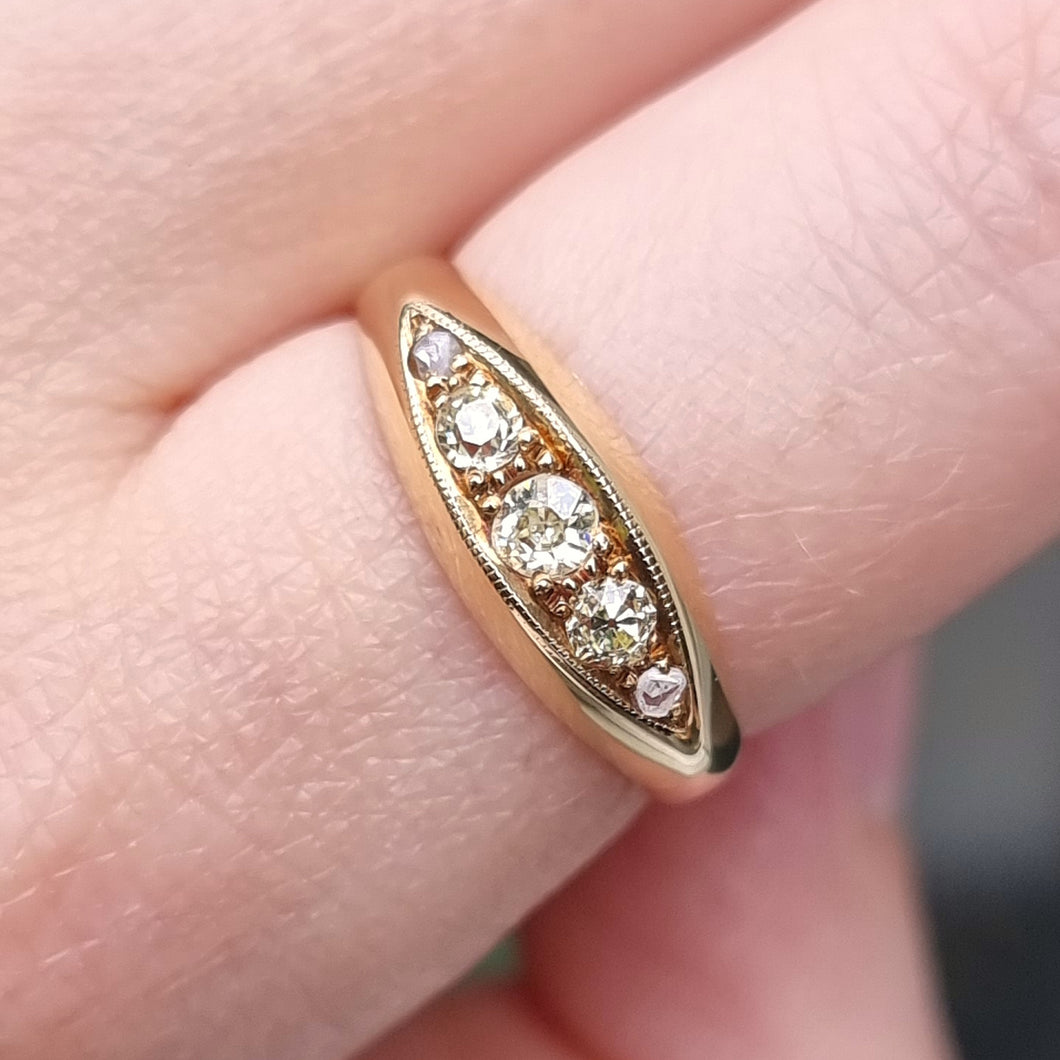 Antique 18ct Gold Diamond Five Stone Ring