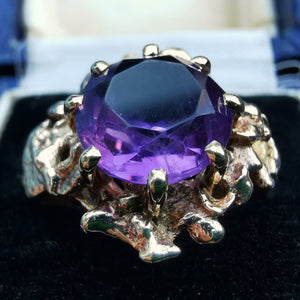 Vintage 9ct Gold Amethyst Abstract Ring