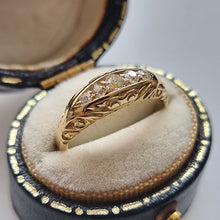 Load image into Gallery viewer, Edwardian 18ct Gold Diamond Five Stone Ring, Hallmarked Chester 1909 in box
