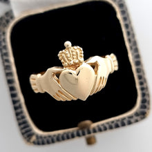 Load image into Gallery viewer, Vintage 9ct Gold Claddagh Ring in box
