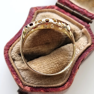 Vintage 18ct Gold Garnet & Diamond Ring side