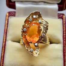 Load image into Gallery viewer, Vintage 18ct Gold Fire Opal &amp; Diamond Statement Ring, 3.25ct in box

