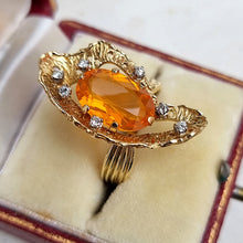Load image into Gallery viewer, Vintage 18ct Gold Fire Opal &amp; Diamond Statement Ring in box
