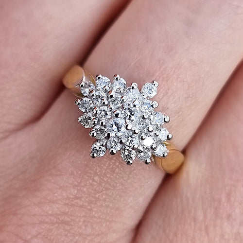 Vintage 18ct Gold Diamond Cluster Ring, 0.76ct modelled