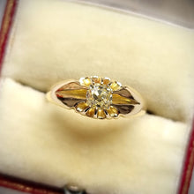Load image into Gallery viewer, Antique 18ct Gold Old Mine Cut Diamond Solitaire Ring, 0.50ct in box
