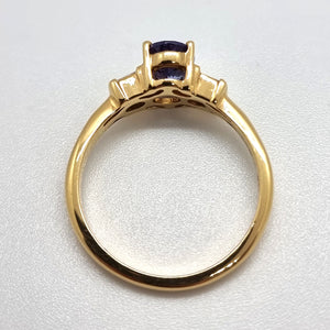 Vintage 18ct Gold Tanzanite & Diamond Seven Stone Ring top-down
