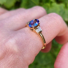 Load image into Gallery viewer, Vintage 18ct Gold Tanzanite &amp; Diamond Seven Stone Ring modelled
