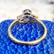 Load image into Gallery viewer, Vintage 18ct Gold Tanzanite &amp; Diamond Seven Stone Ring rear
