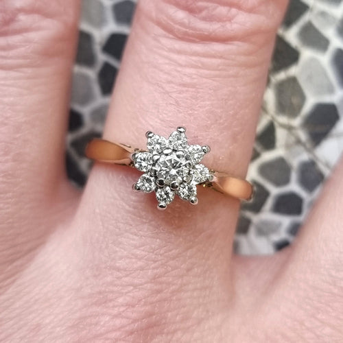 Vintage 18ct Gold Diamond Cluster Ring, 0.25ct modelled