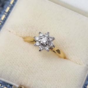 Vintage 18ct Gold Diamond Cluster Ring, 0.25ct in box