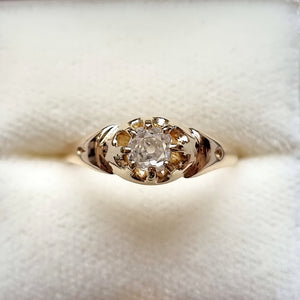 Antique 18ct Gold Old Cut Diamond Solitaire Ring, 0.55ct in box