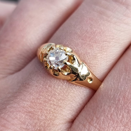 Antique 18ct Gold Old Cut Diamond Solitaire Ring, 0.55ct modelled