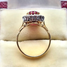 Load image into Gallery viewer, Vintage 18ct Gold Ruby &amp; Diamond Cluster Ring side

