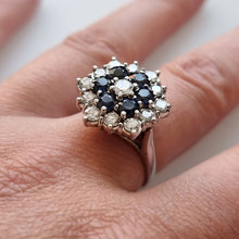 Load image into Gallery viewer, Vintage 18ct White Gold Sapphire &amp; Diamond Cluster Ring, 0.85ct modelled
