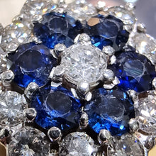 Load image into Gallery viewer, Vintage 18ct White Gold Sapphire &amp; Diamond Cluster Ring, 0.85ct close-up of stones
