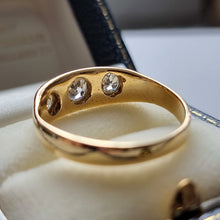 Load image into Gallery viewer, Antique 18ct Gold Diamond Three Stone Ring, 0.95ct from behind
